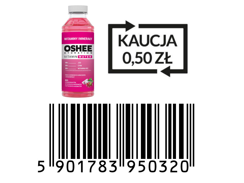 Oshee Vitamin Water Witaminy + Minerały 555ml - KAUCJA